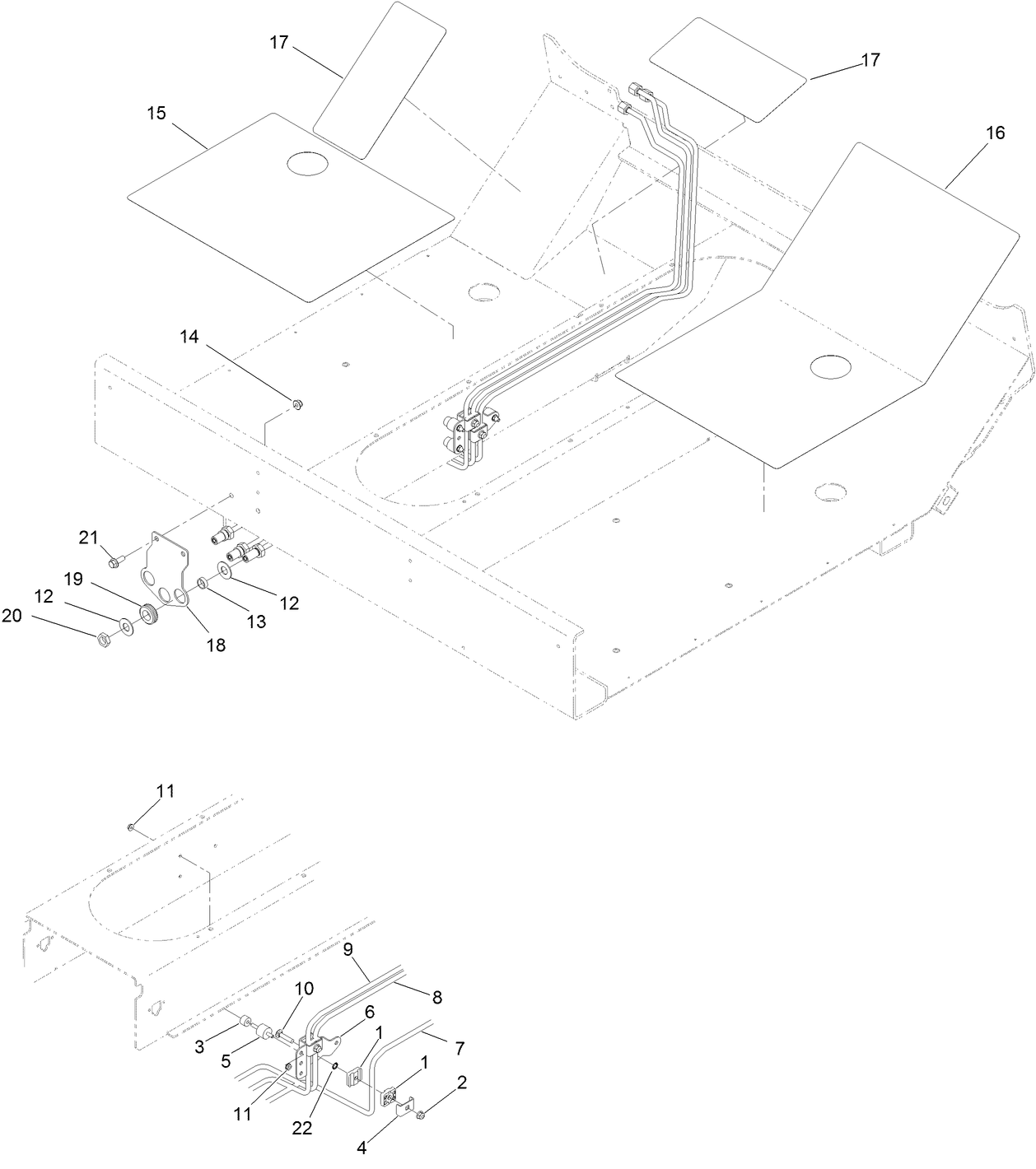Floor Grips and Hydraulic Tube Assembly