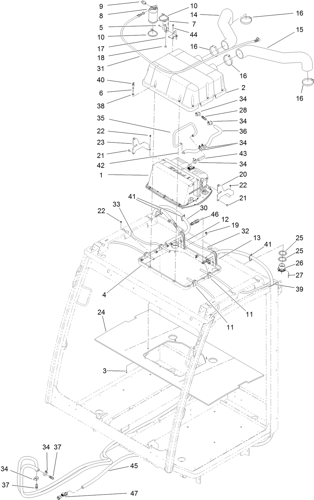 Cab Roof A/C and Heat Assembly