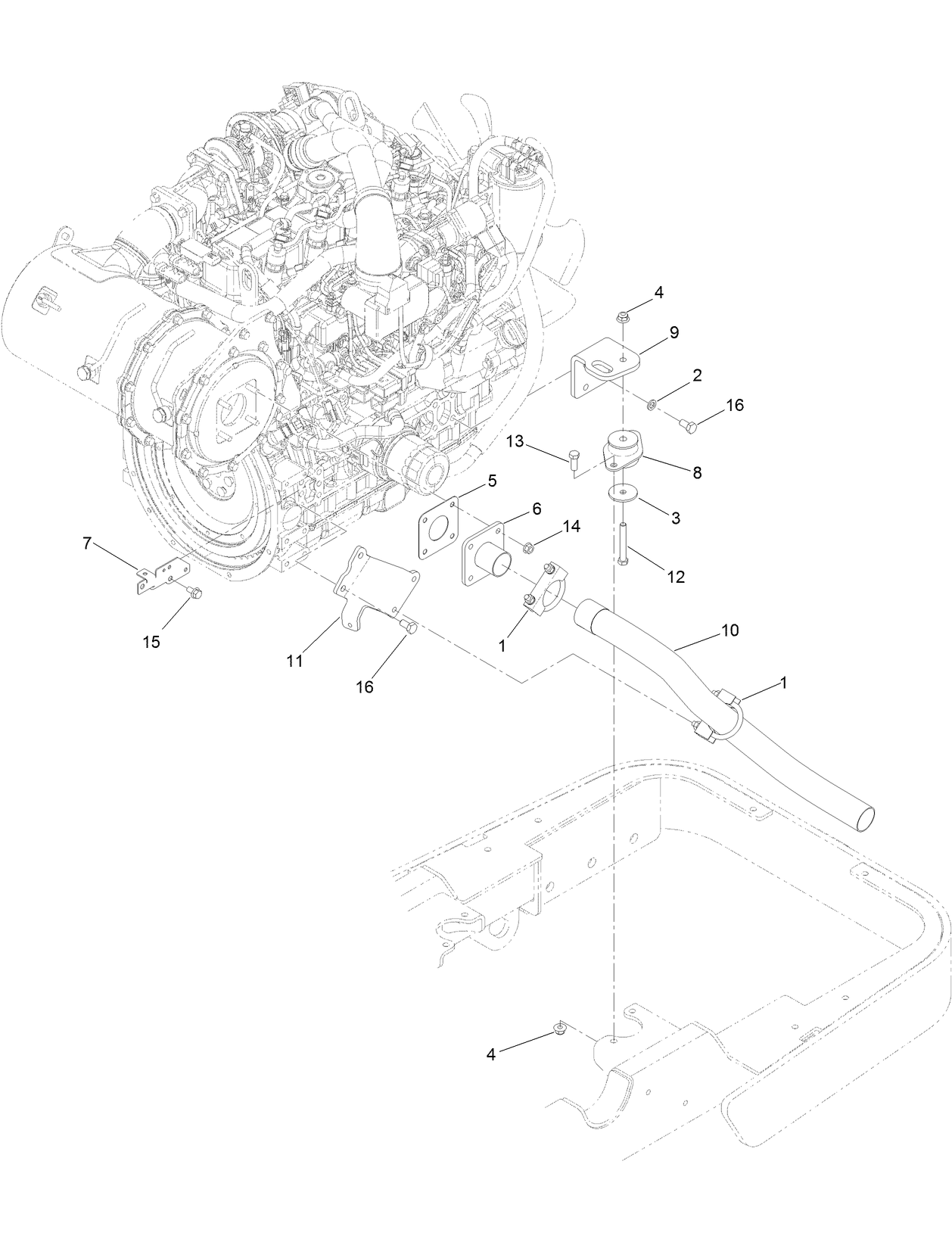 Exhaust and Bracket Assembly