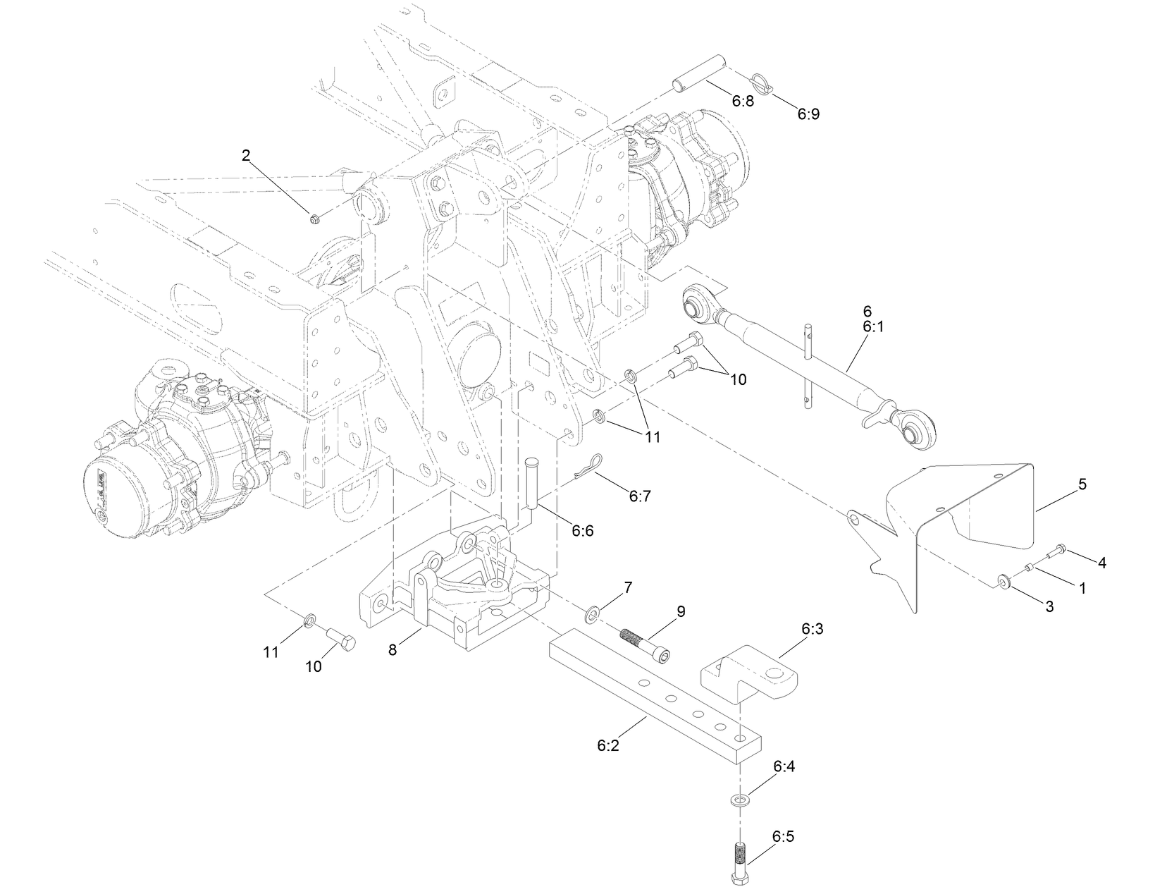 Drawbar Hitch and Upper Link Assembly