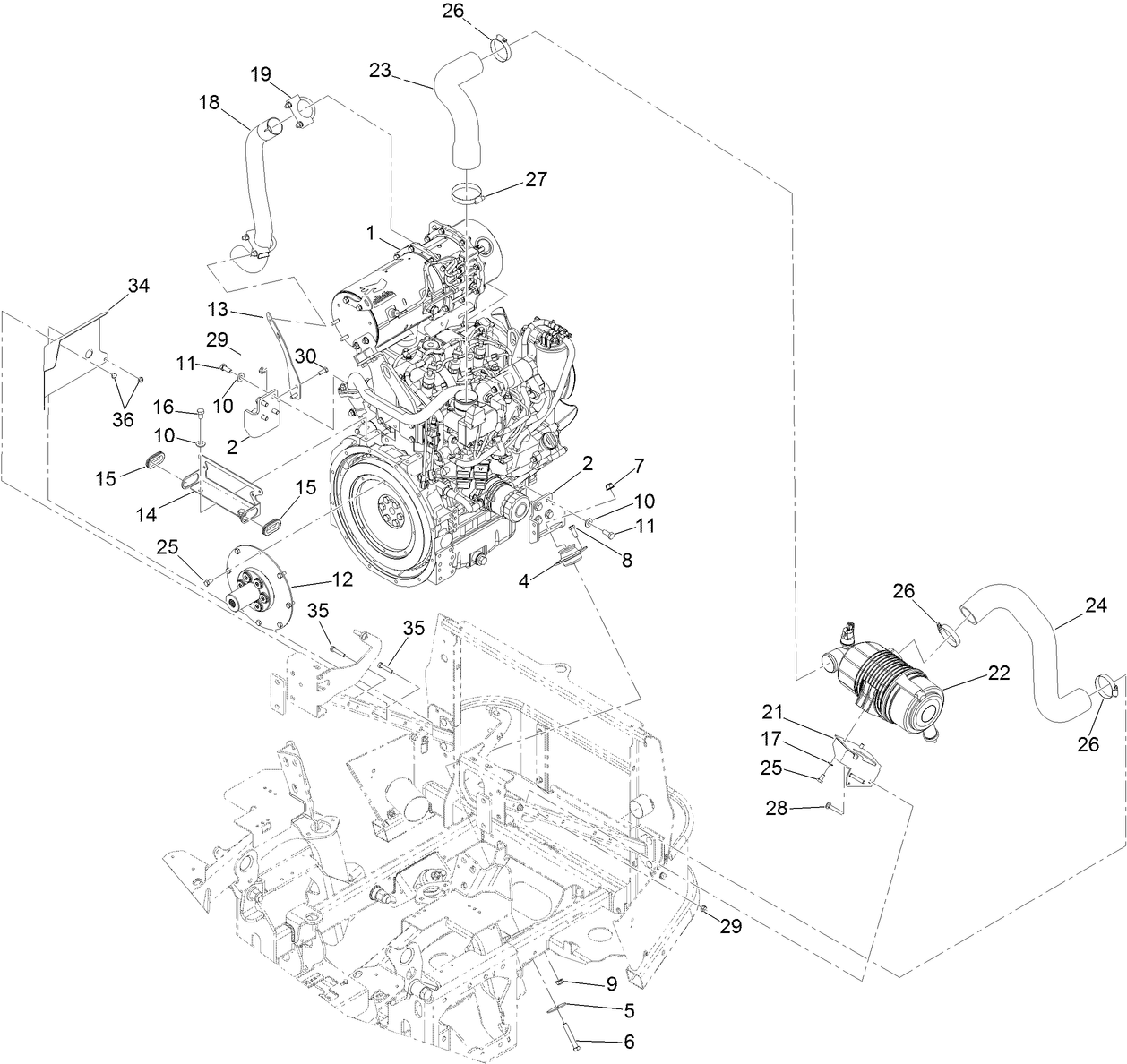 Engine and Air Cleaner Assembly