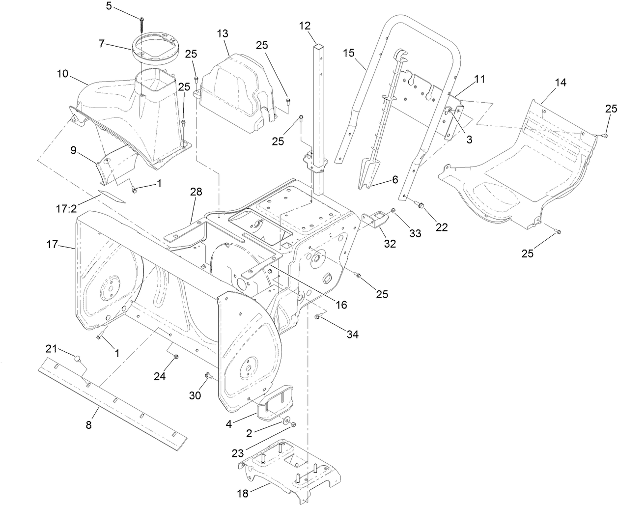 Main Frame and Auger Housing Assembly