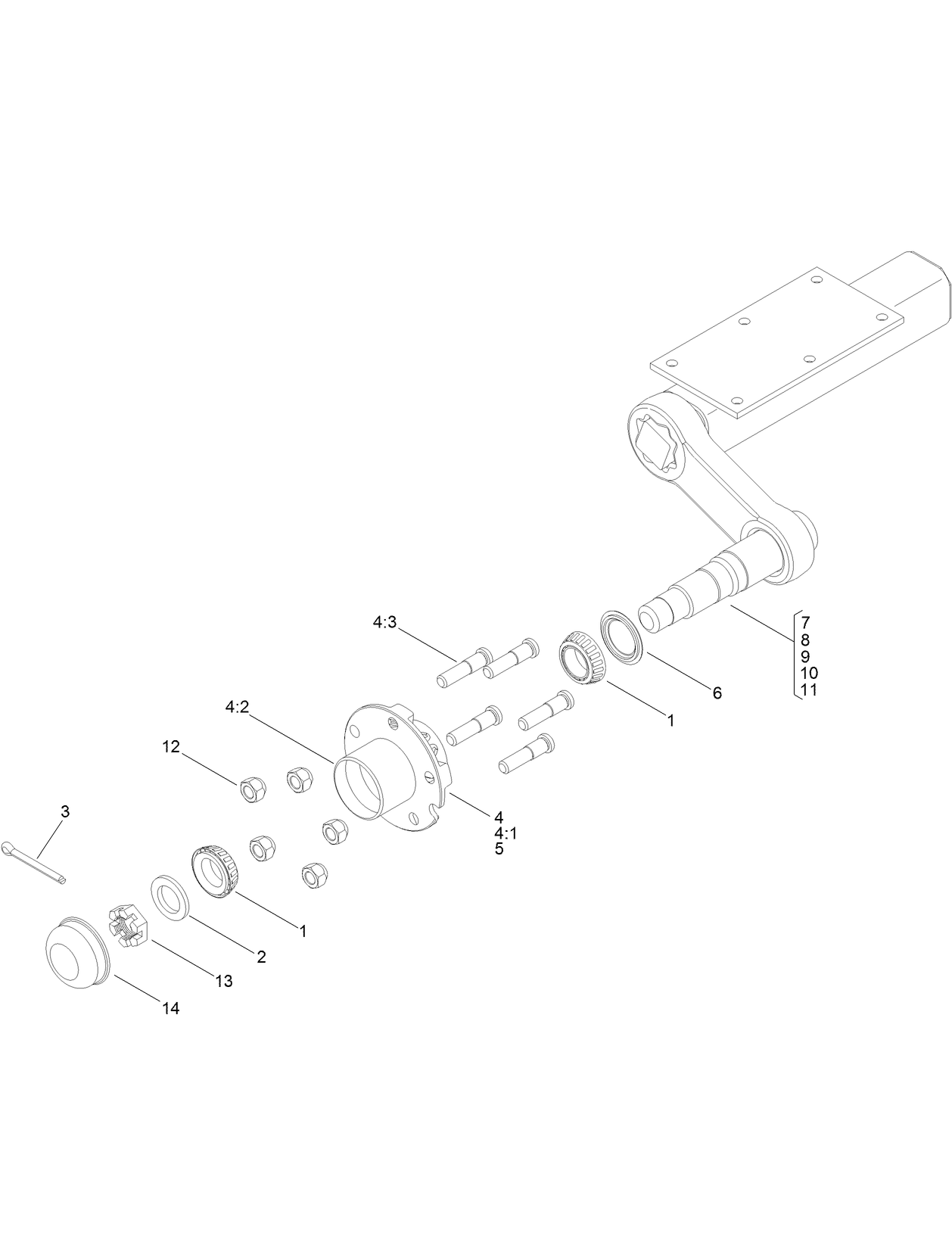LH Torsion Axle Assembly No. 137-3572
