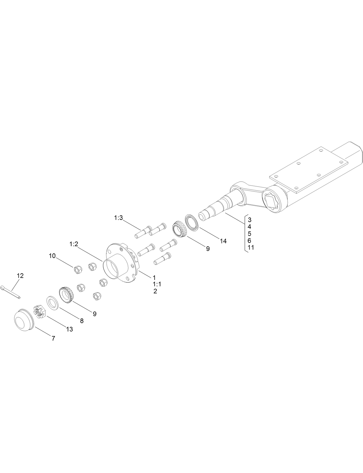 RH Torsion Axle Assembly No. 137-3573