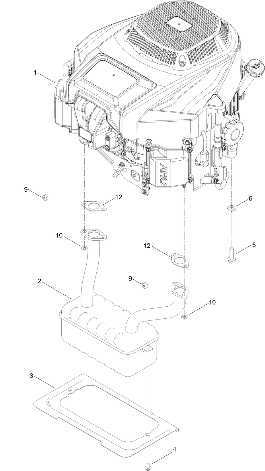 Engine and Muffler Assembly