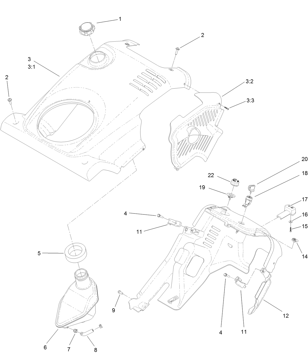 Shroud and Fuel Tank Assembly