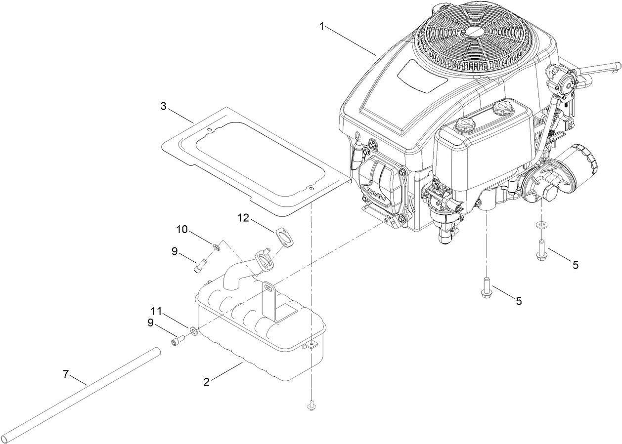 Engine and Muffler Assembly