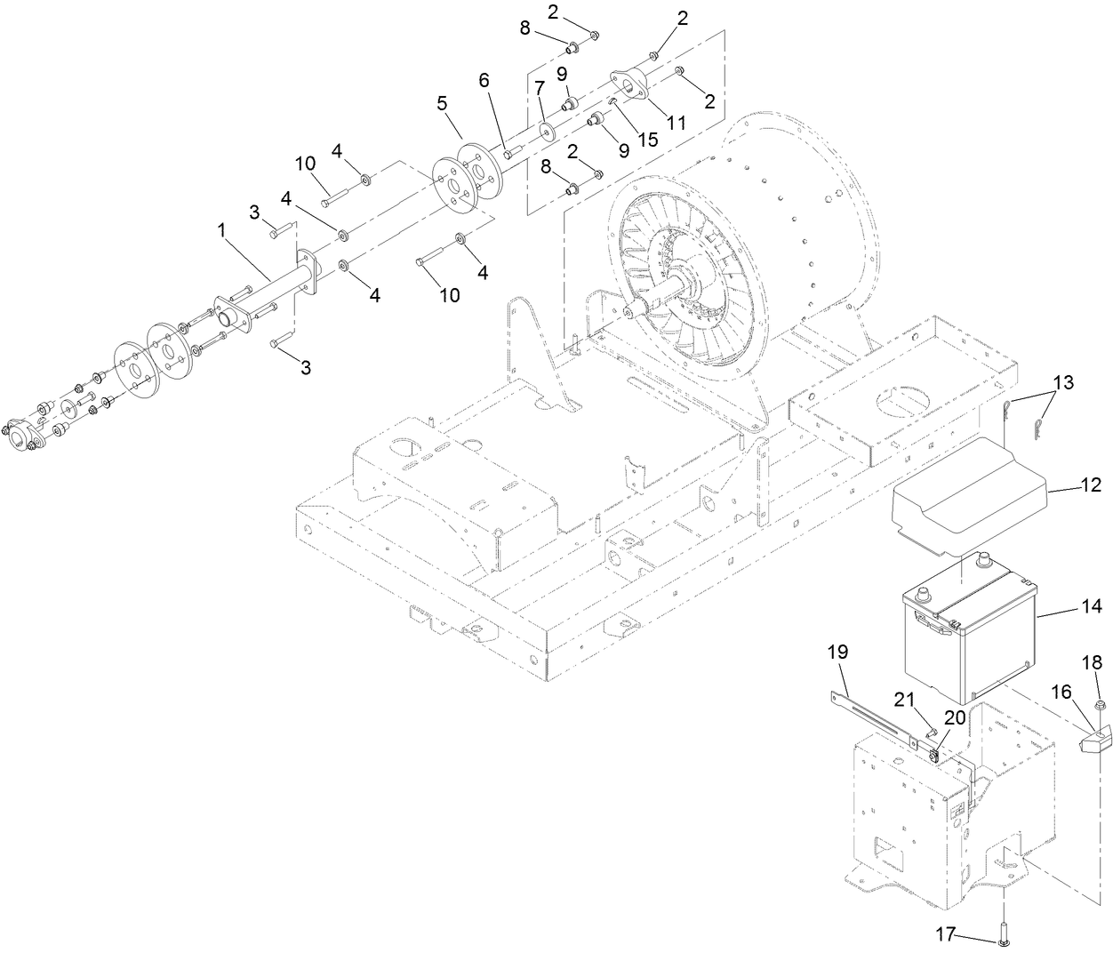 Battery and Drive Shaft Assembly