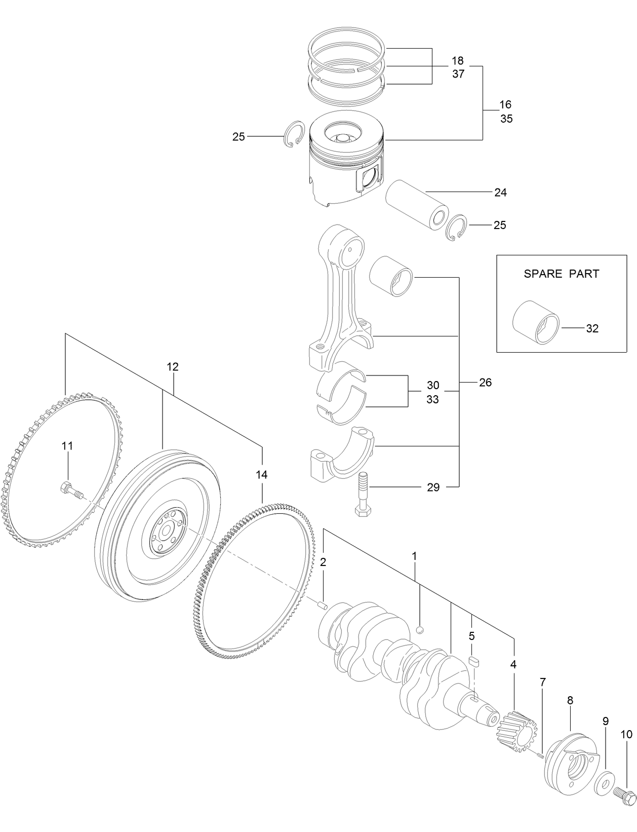 Crankshaft and Piston Assembly