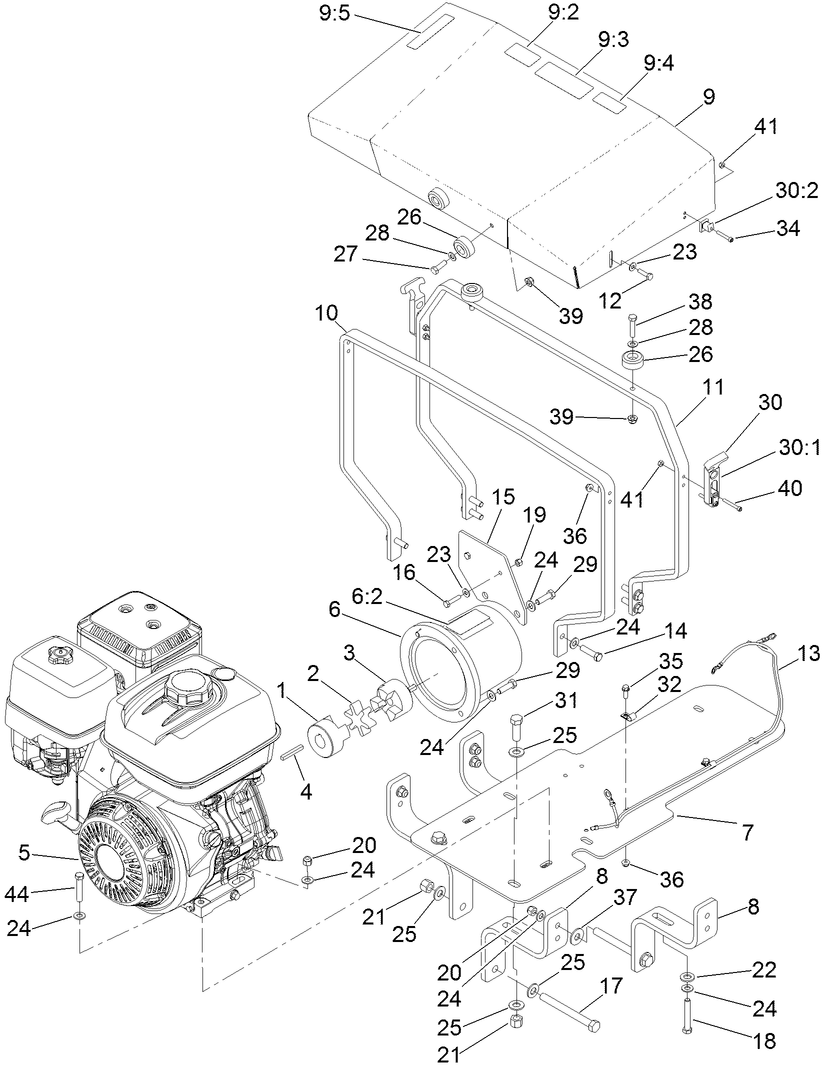 Engine and Mounting Assembly