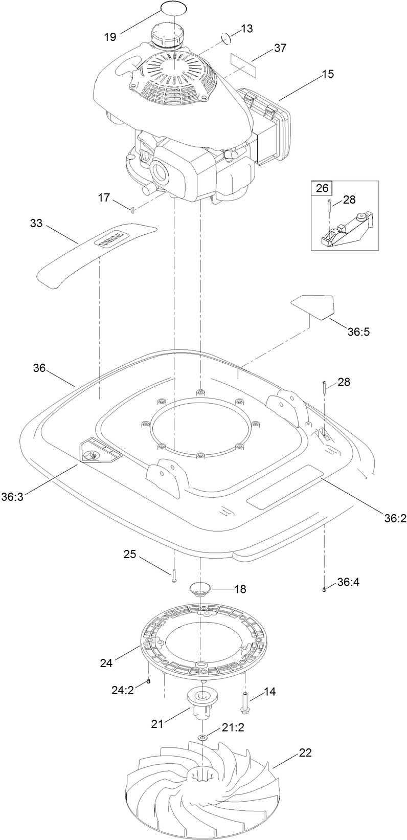 Engine and Impeller Assembly