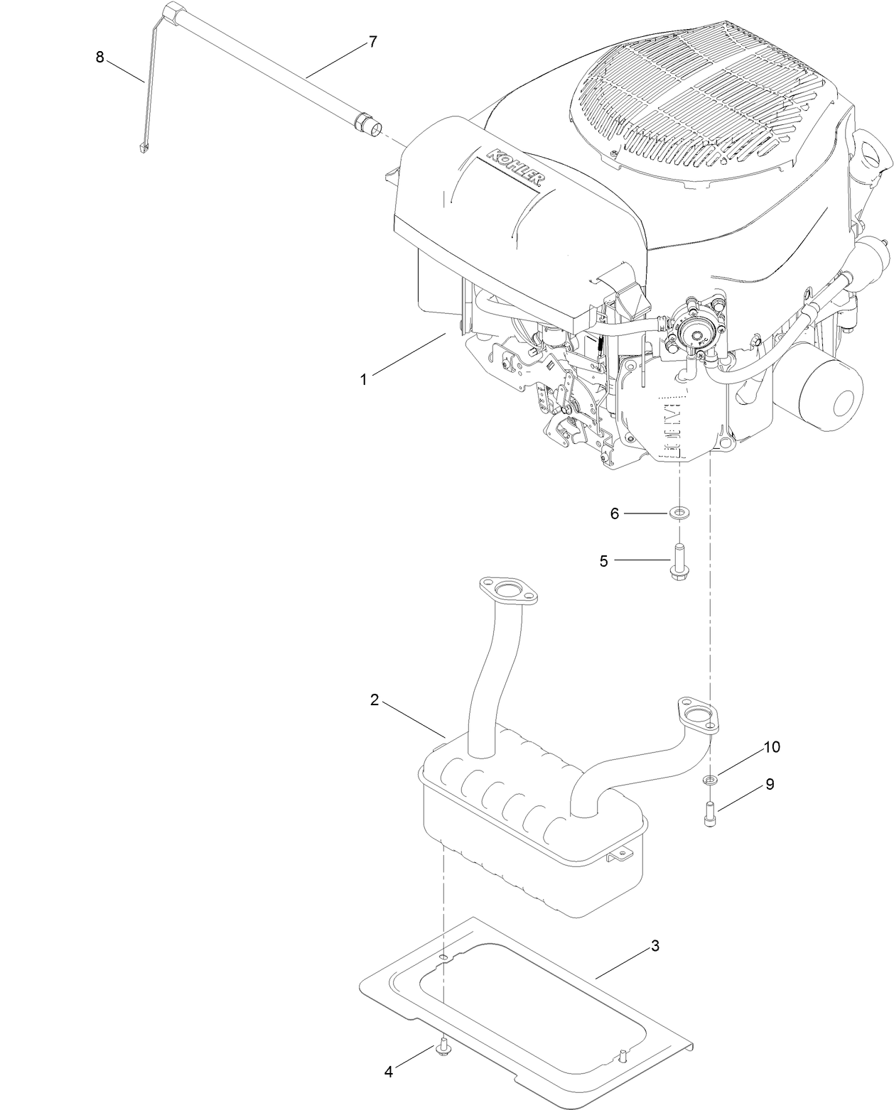 Engine and Muffler Assembly