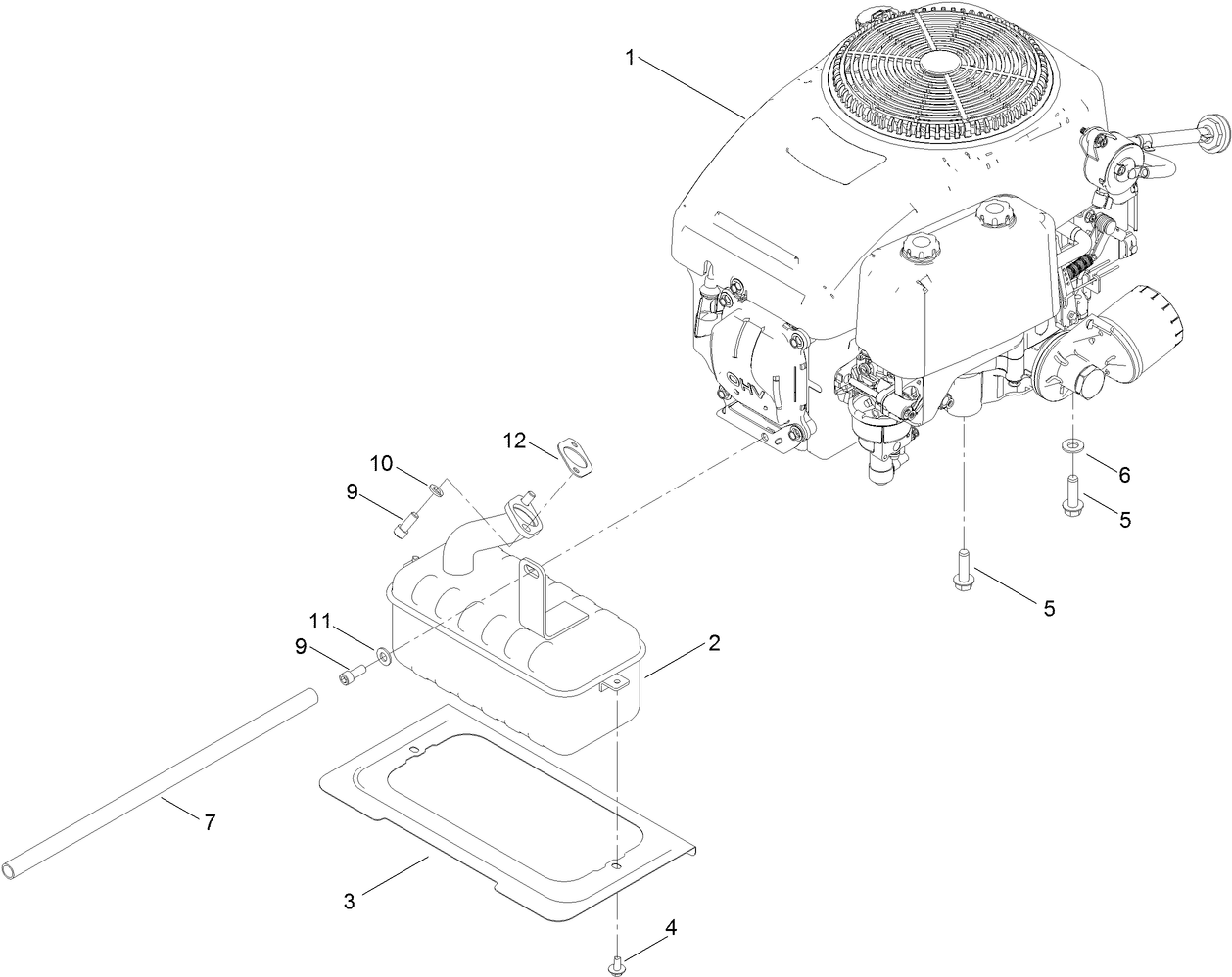 Engine and Muffler Assembly