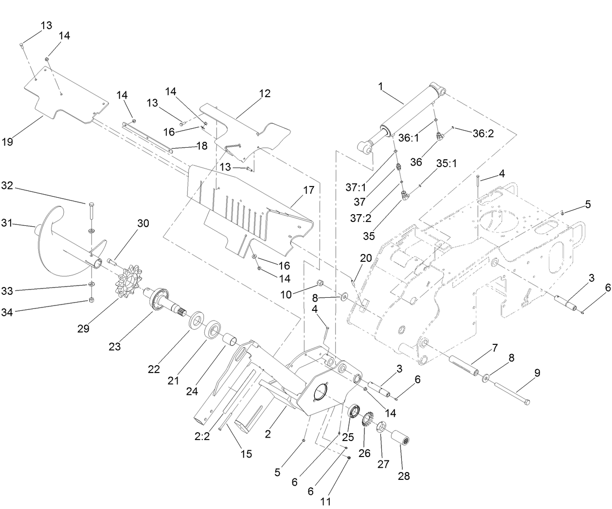 Trencher Head and Lift Assembly
