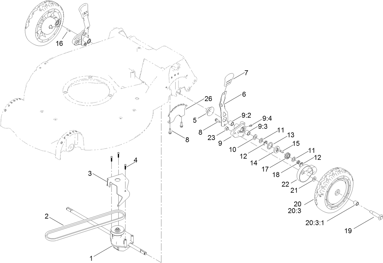 Rear Wheel and Hight-of-Cut Assembly