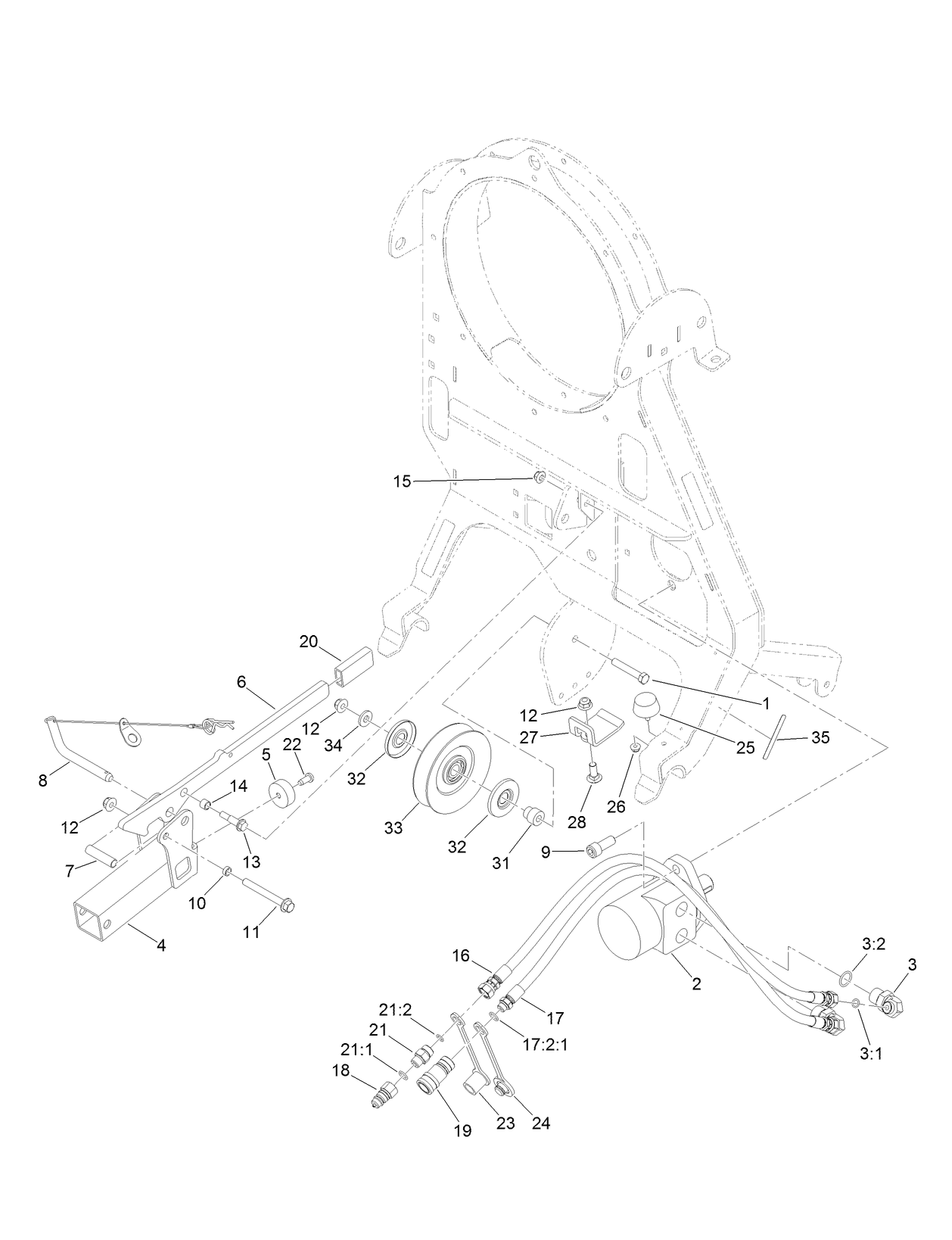 Blower Hitch, Motor and Pulley Assembly