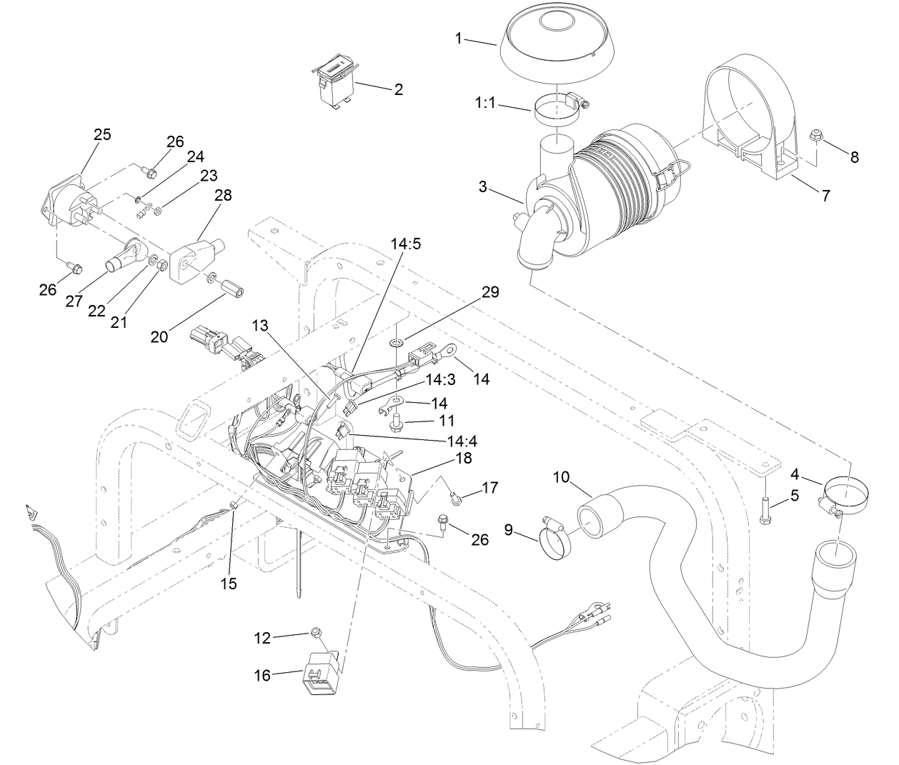 Wire Harness, Air Cleaner and Hose Assembly