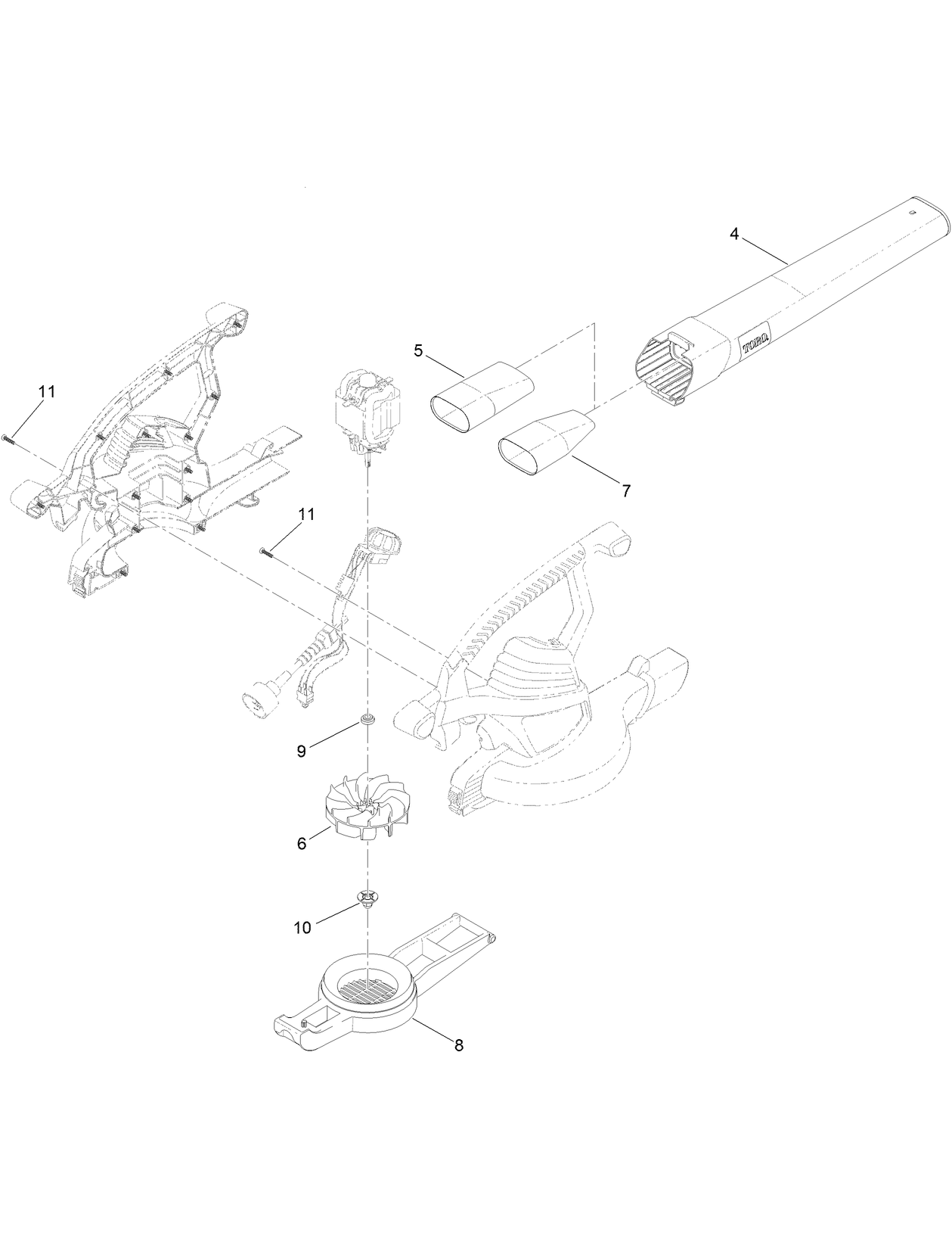 Blower Tube and Impeller Assembly