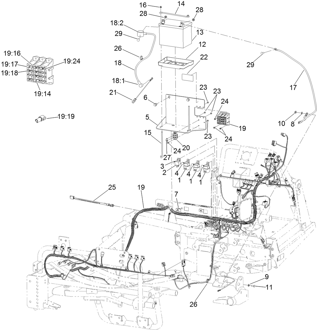 Main Wiring Harness and Battery Assembly