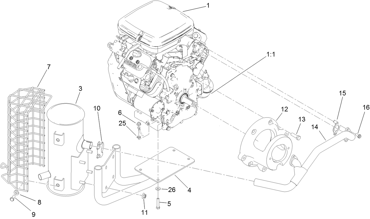 Engine and Exhaust Assembly