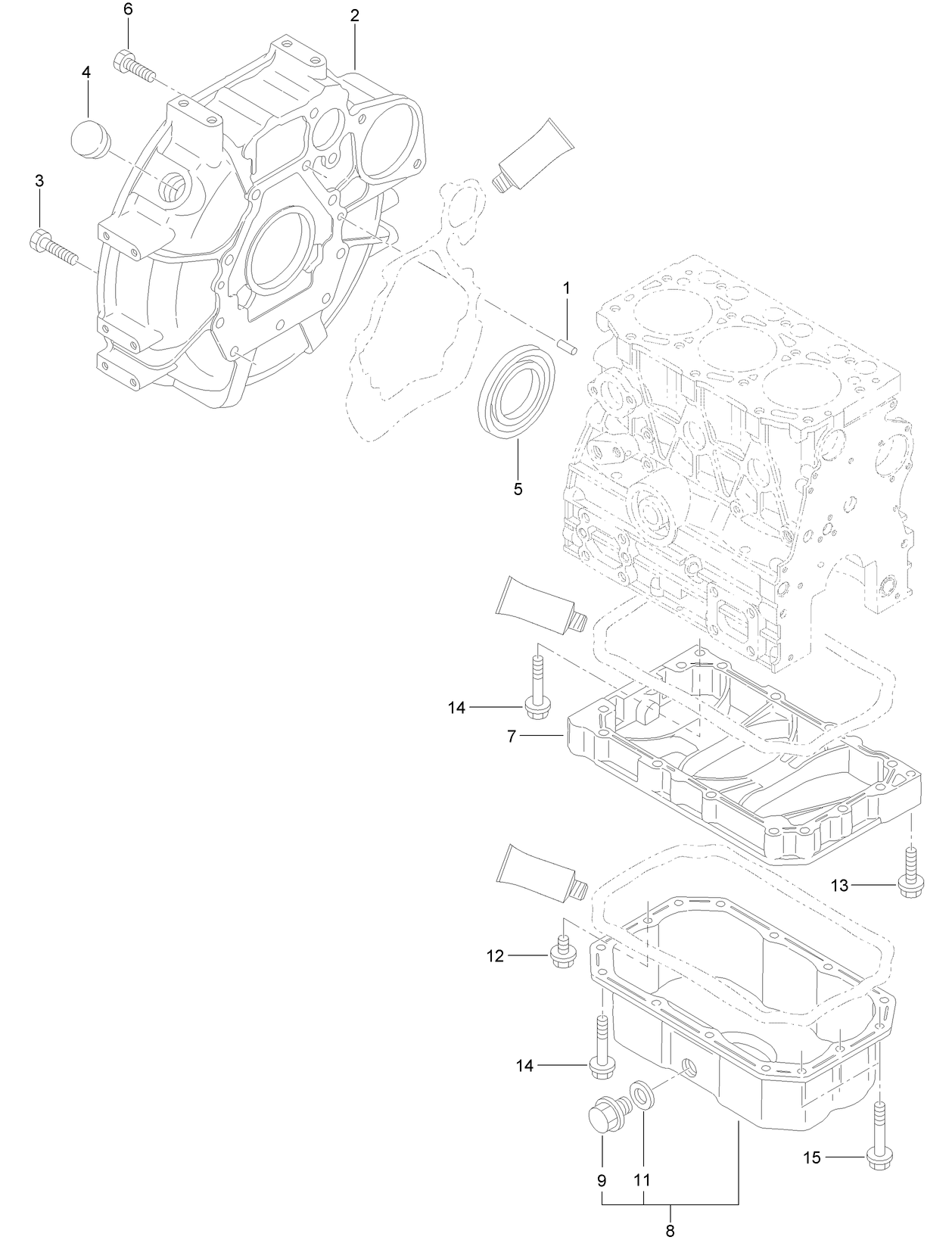 Flywheel Housing and Oil Sump Assembly