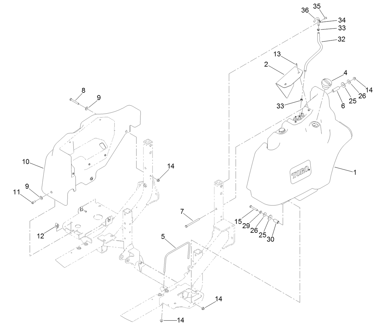 Fuel Tank and Control Panel Component Assembly