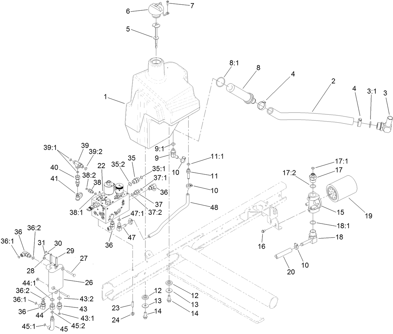 Hydraulic Tank and Control Valve Assembly
