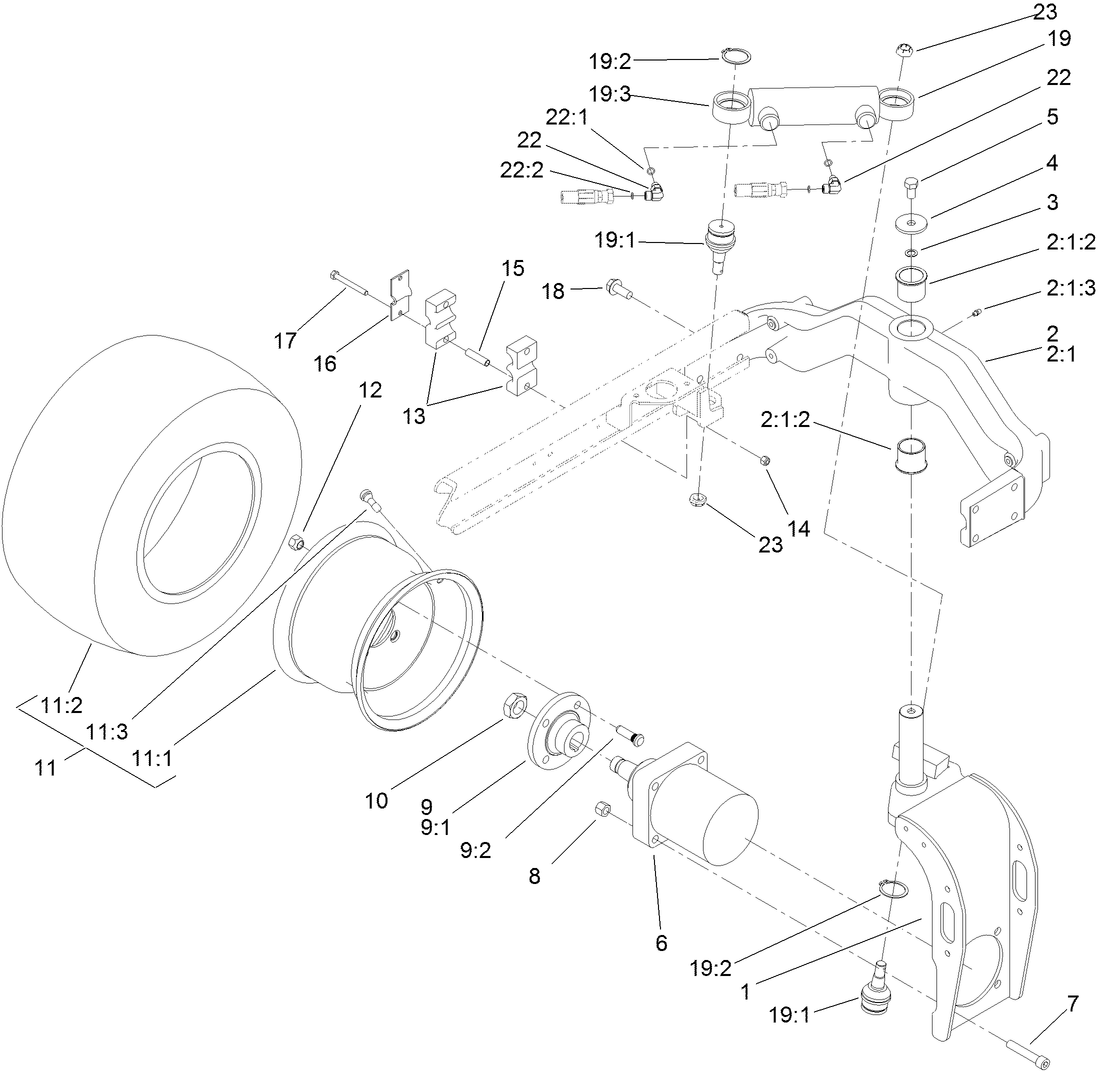 Rear Fork and Tire Assembly