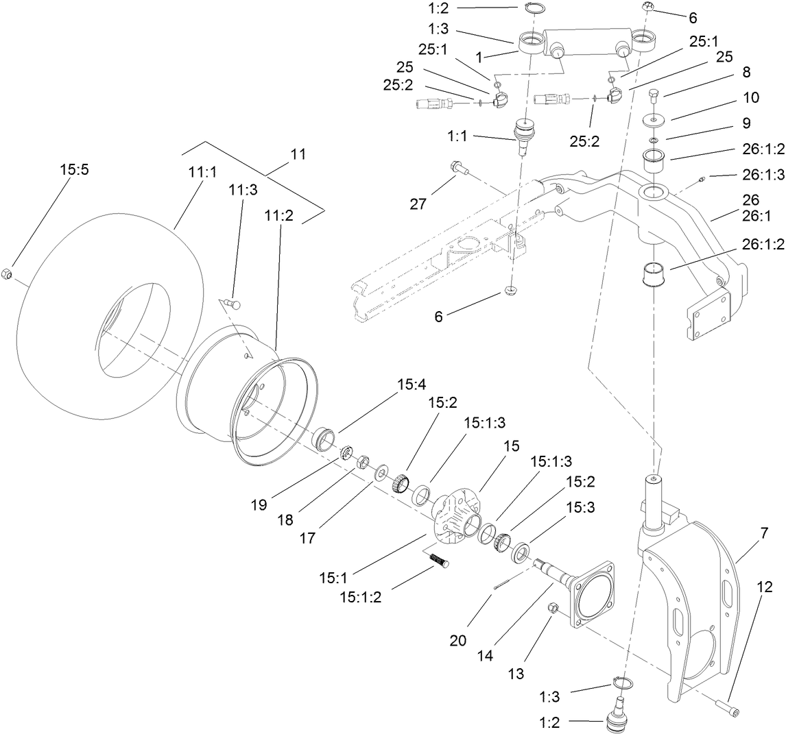 Rear Fork and Tire Assembly