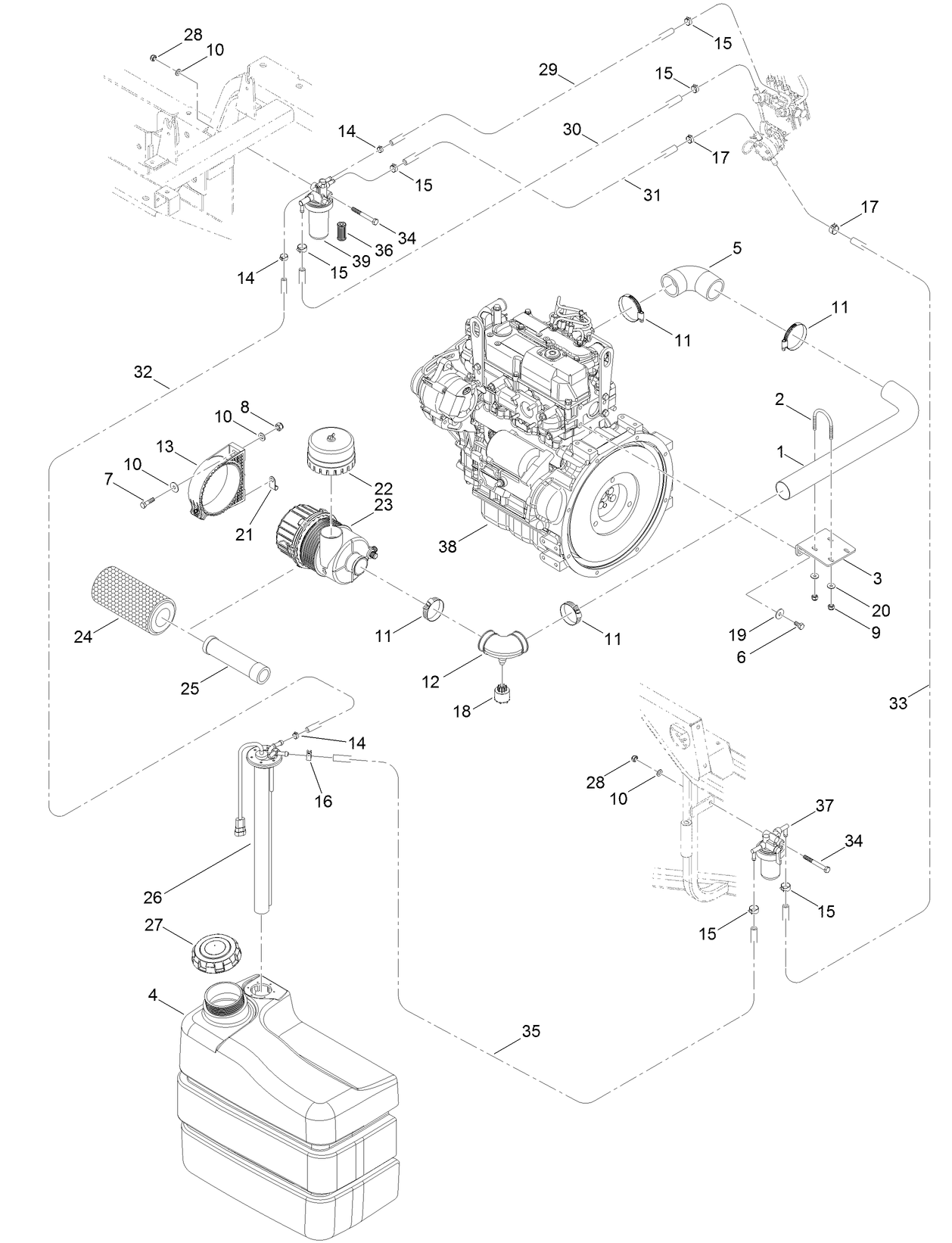 Engine, Fuel and Suction Assembly