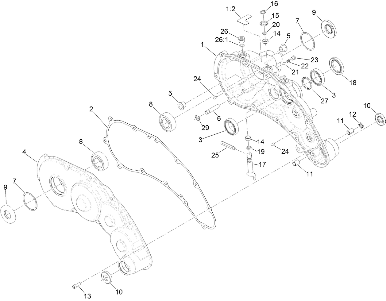 Transmission Gearbox Assembly No. 130-6820  Transmission Case Assembly