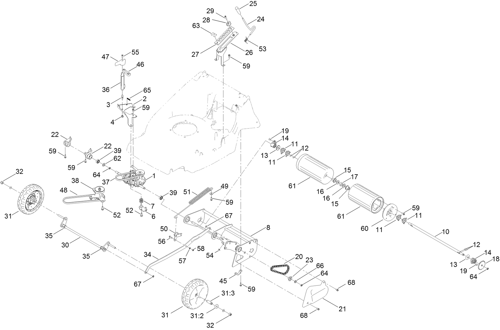 Traction and Height-of-Cut Assembly