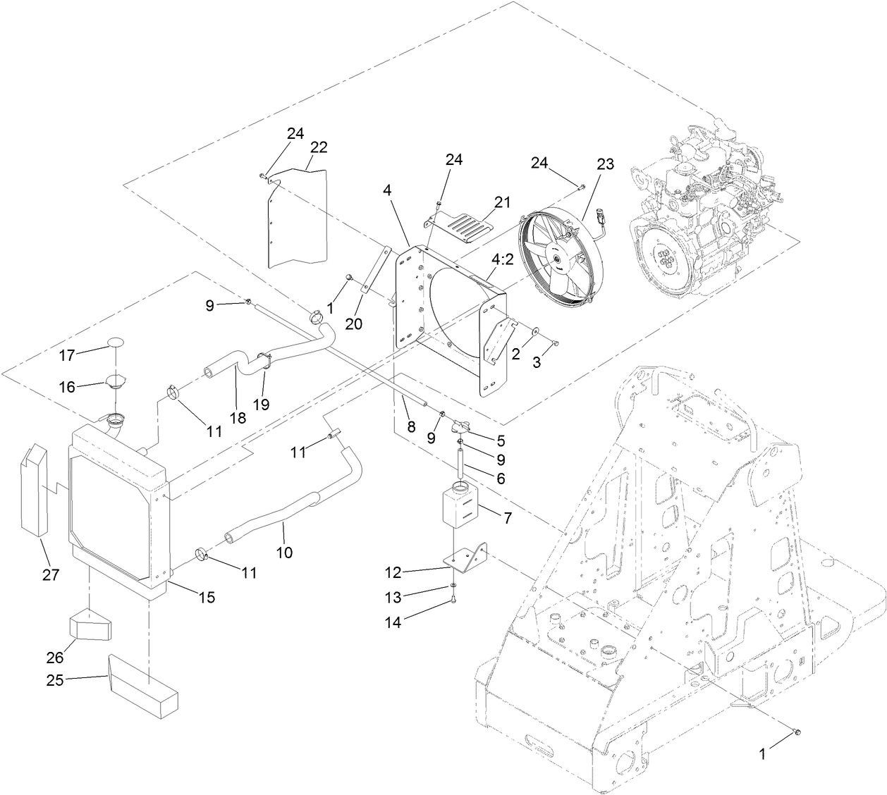 Radiator and Fan Assembly