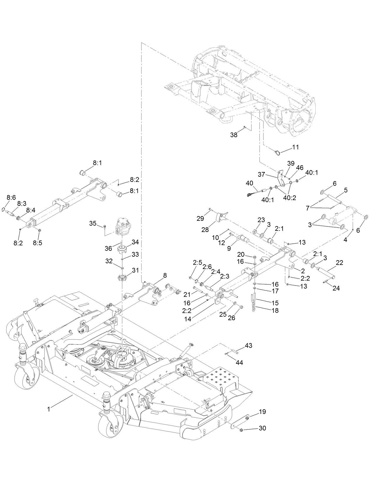 Center Front Deck Connection Assembly