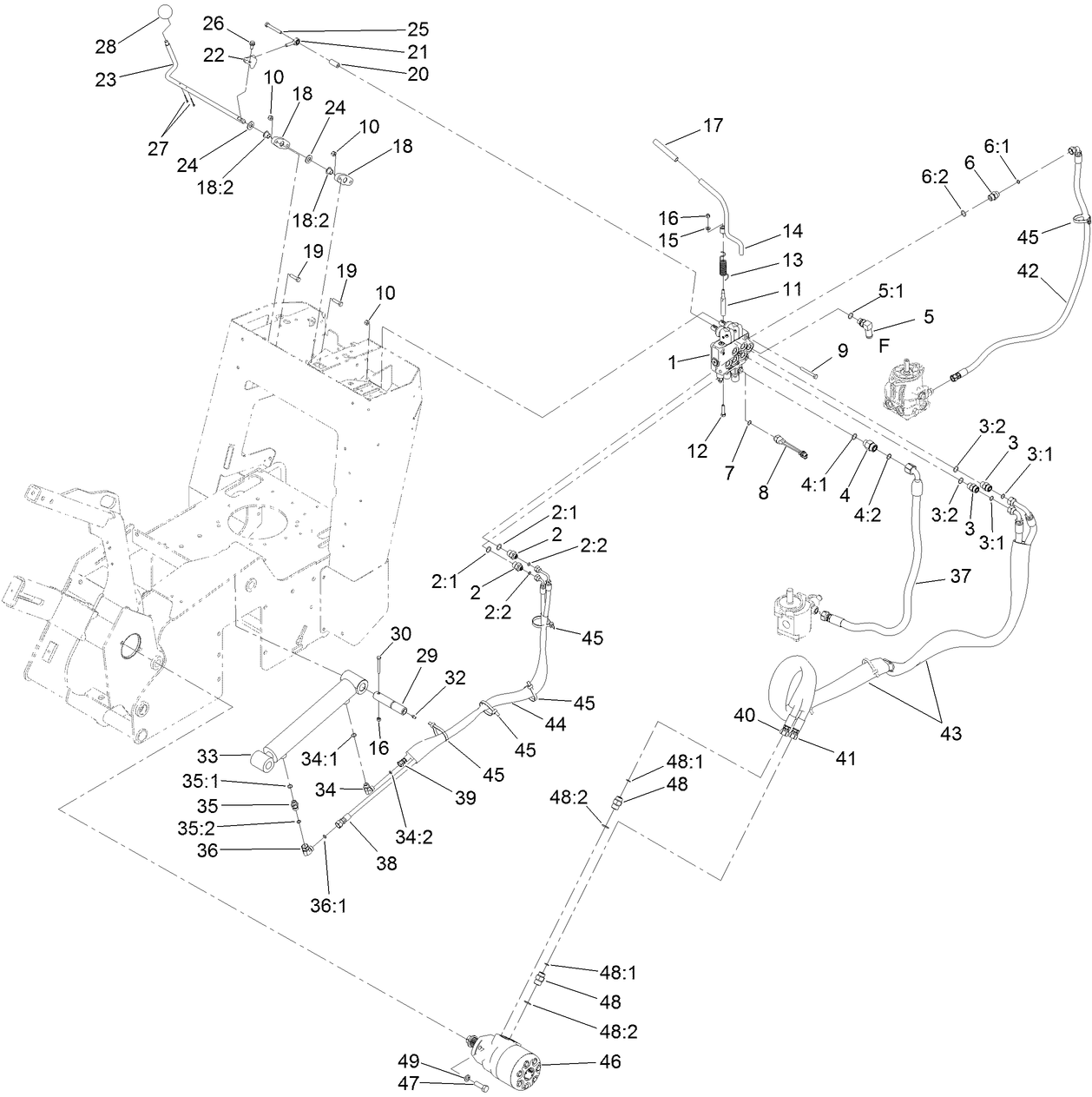 2-Spool Valve and Hydraulic Motor Assembly