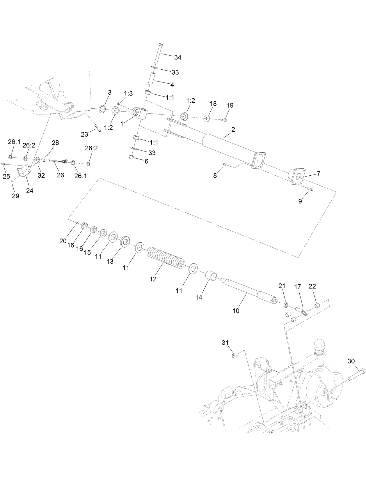 Left Hand Deck Impact Arm  and Limit Switch Assembly