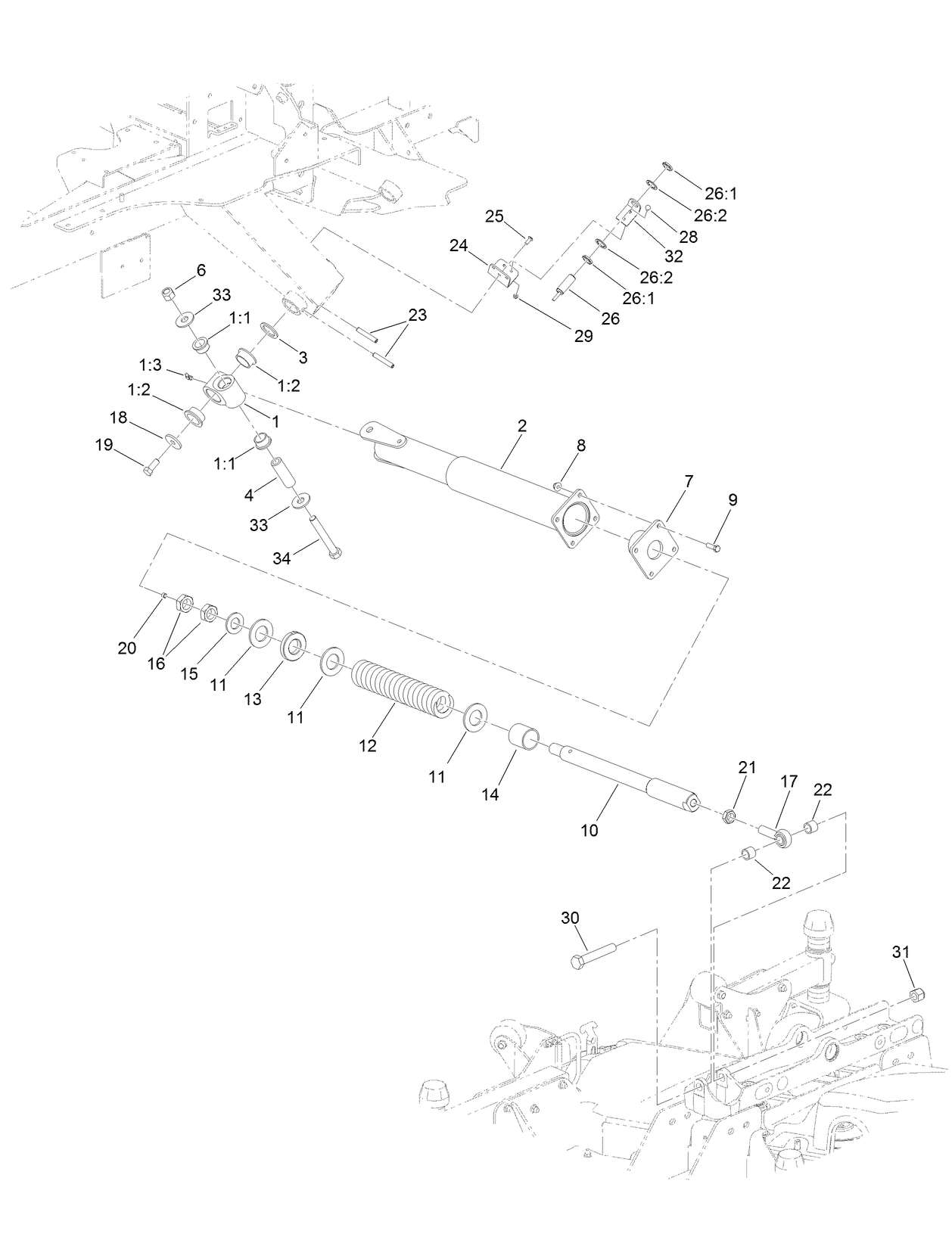 Right Hand Deck Impact Arm  and Limit Switch Assembly