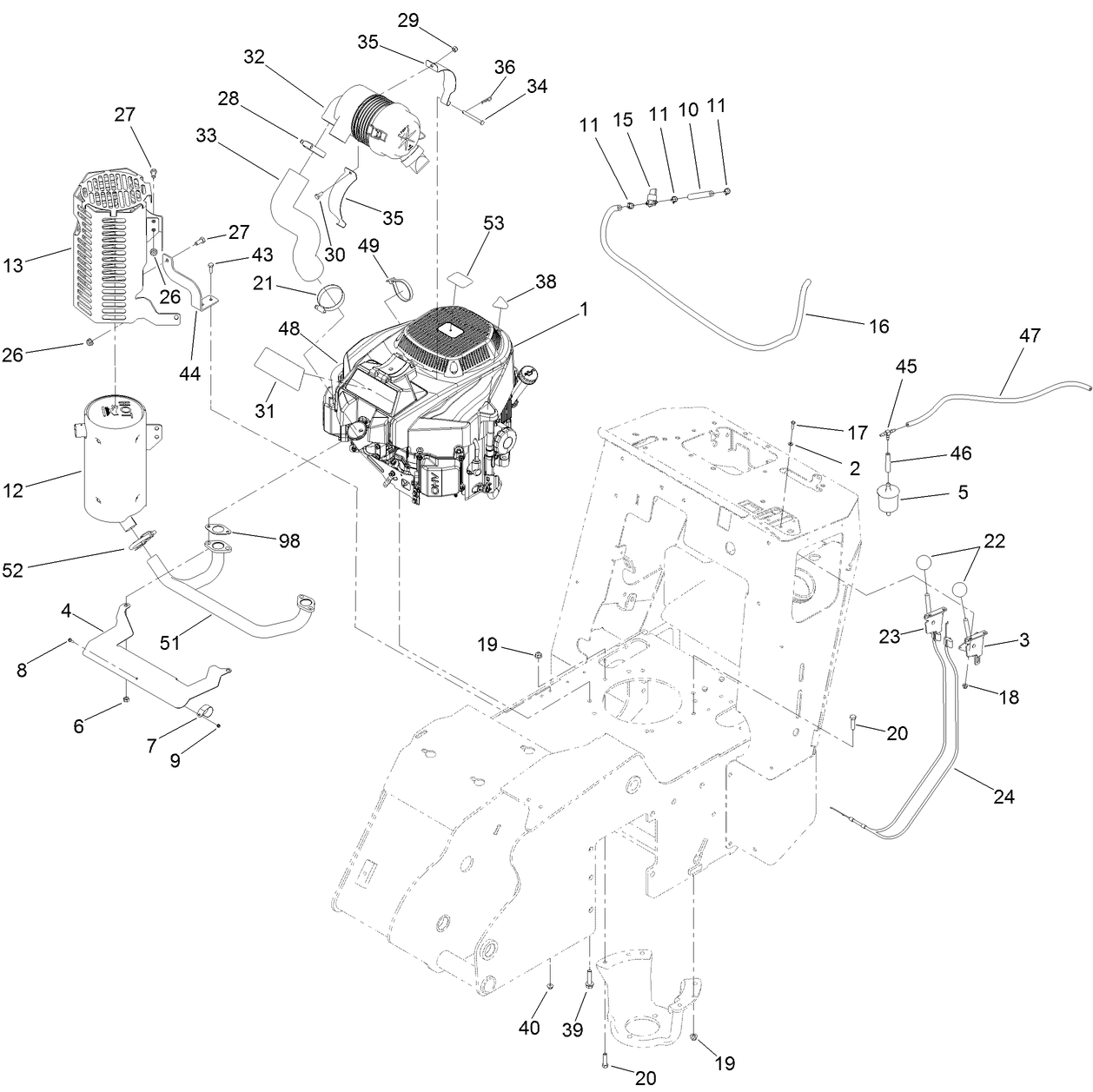 Engine, Muffler and Air Cleaner Assembly
