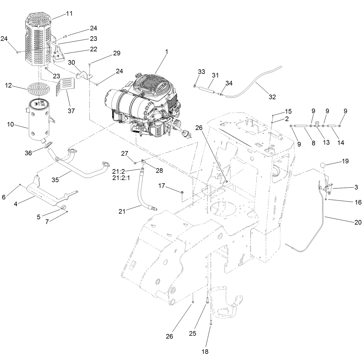 Engine, Muffler and Air Cleaner Assembly