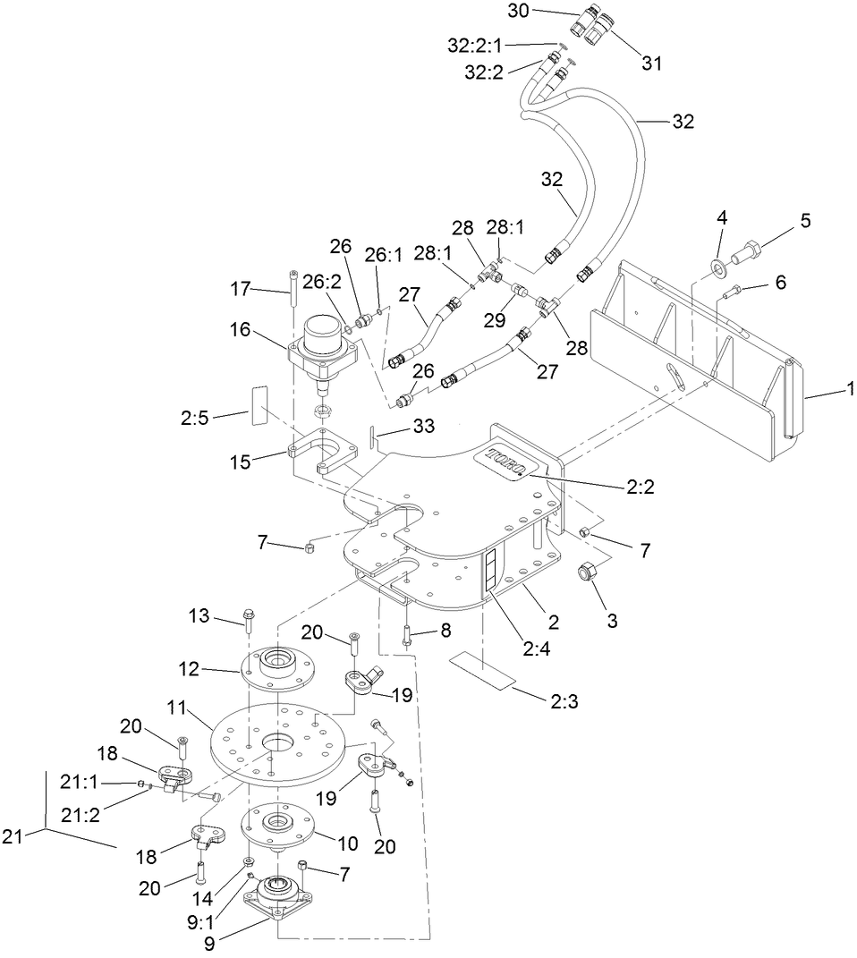 Grinder Frame, Head and Hydraulic Motor Assembly