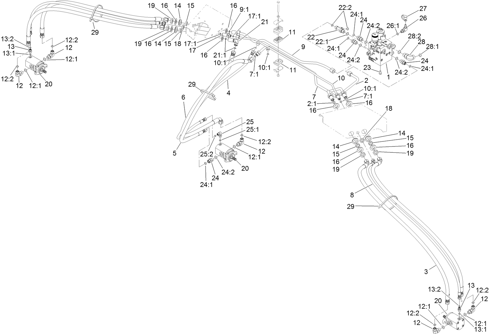 Cutting Unit No. 1, No. 4 and No. 5 Mow Hydraulic Assembly