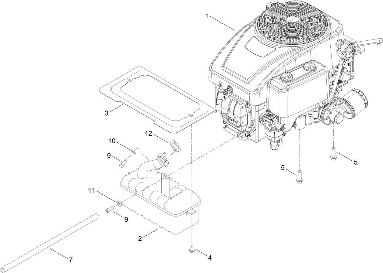 Engine and Muffler Assembly
