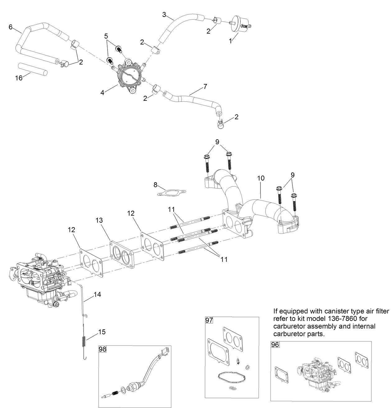 Fuel System Assembly  with Non-Canister Style Air Filter