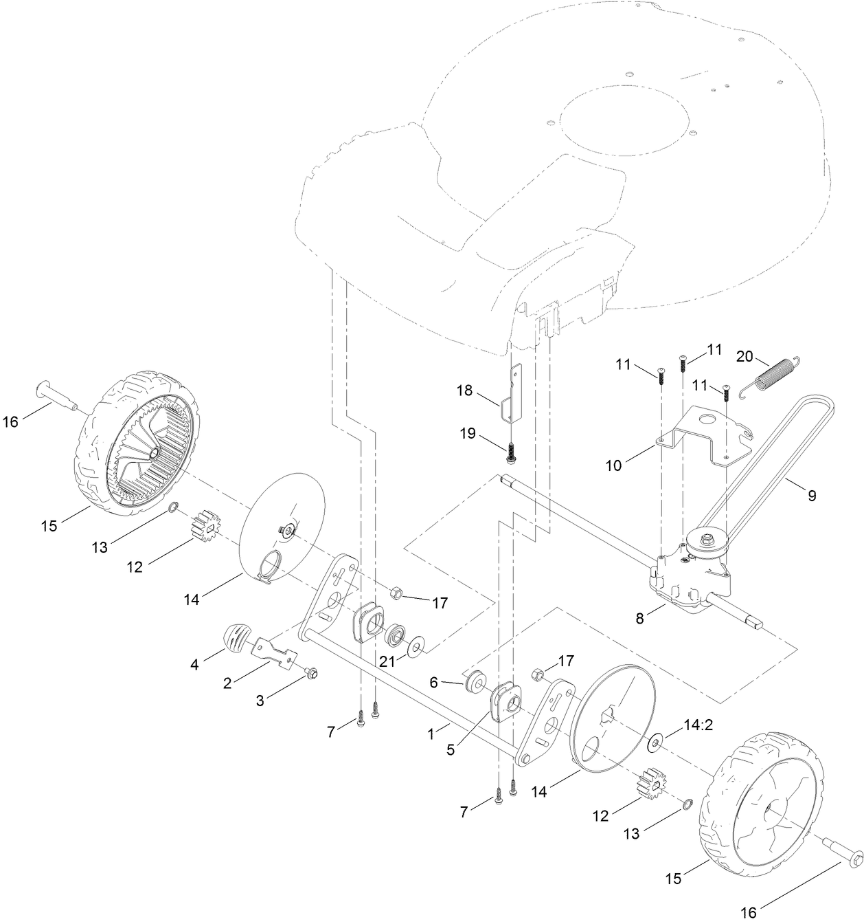 Front Wheel and Height-of-Cut Assembly