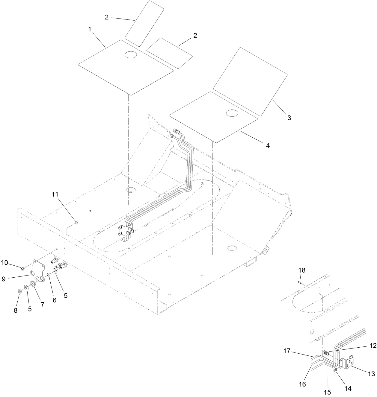 Floor Grips and Hydraulic Tube Assembly