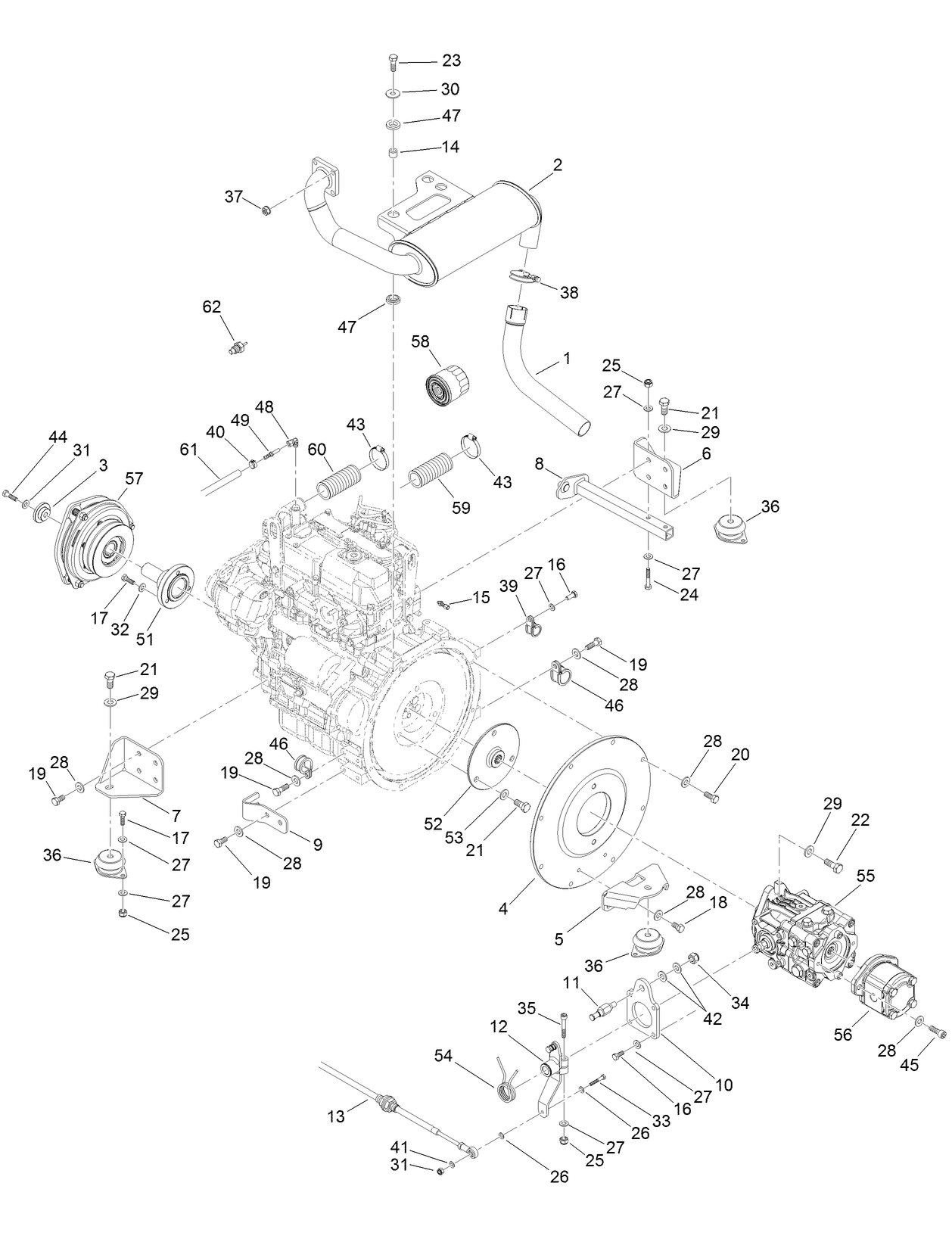Engine, Pump and Friction Assembly