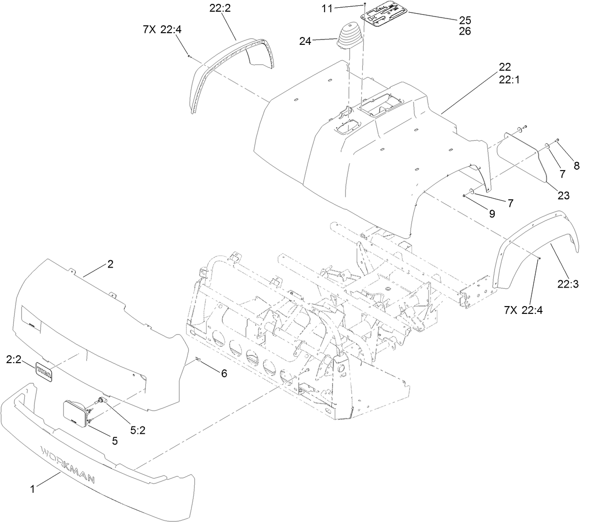 Bumper, Hood and Seat Base Assembly