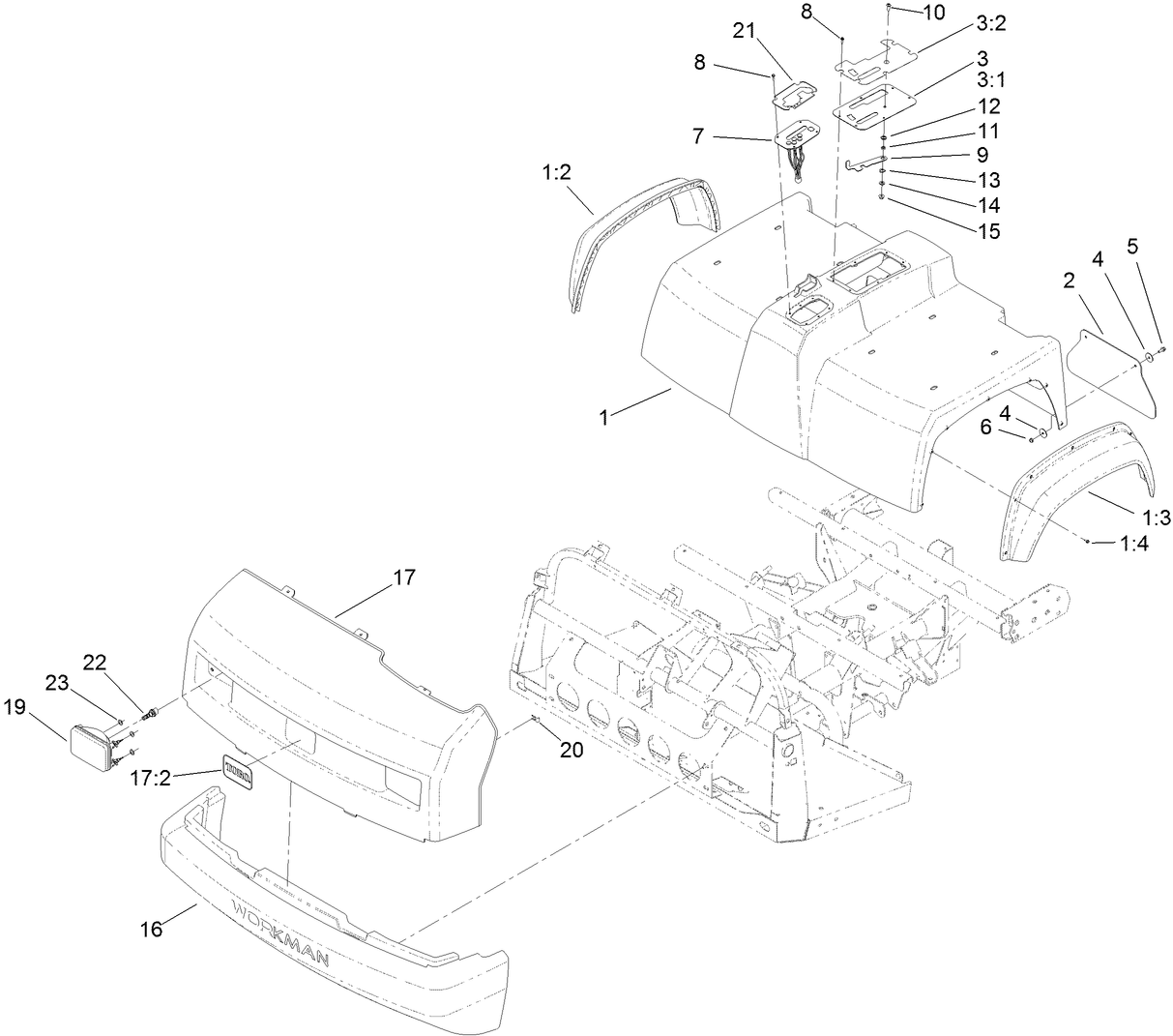 Bumper, Hood and Seat Base Assembly