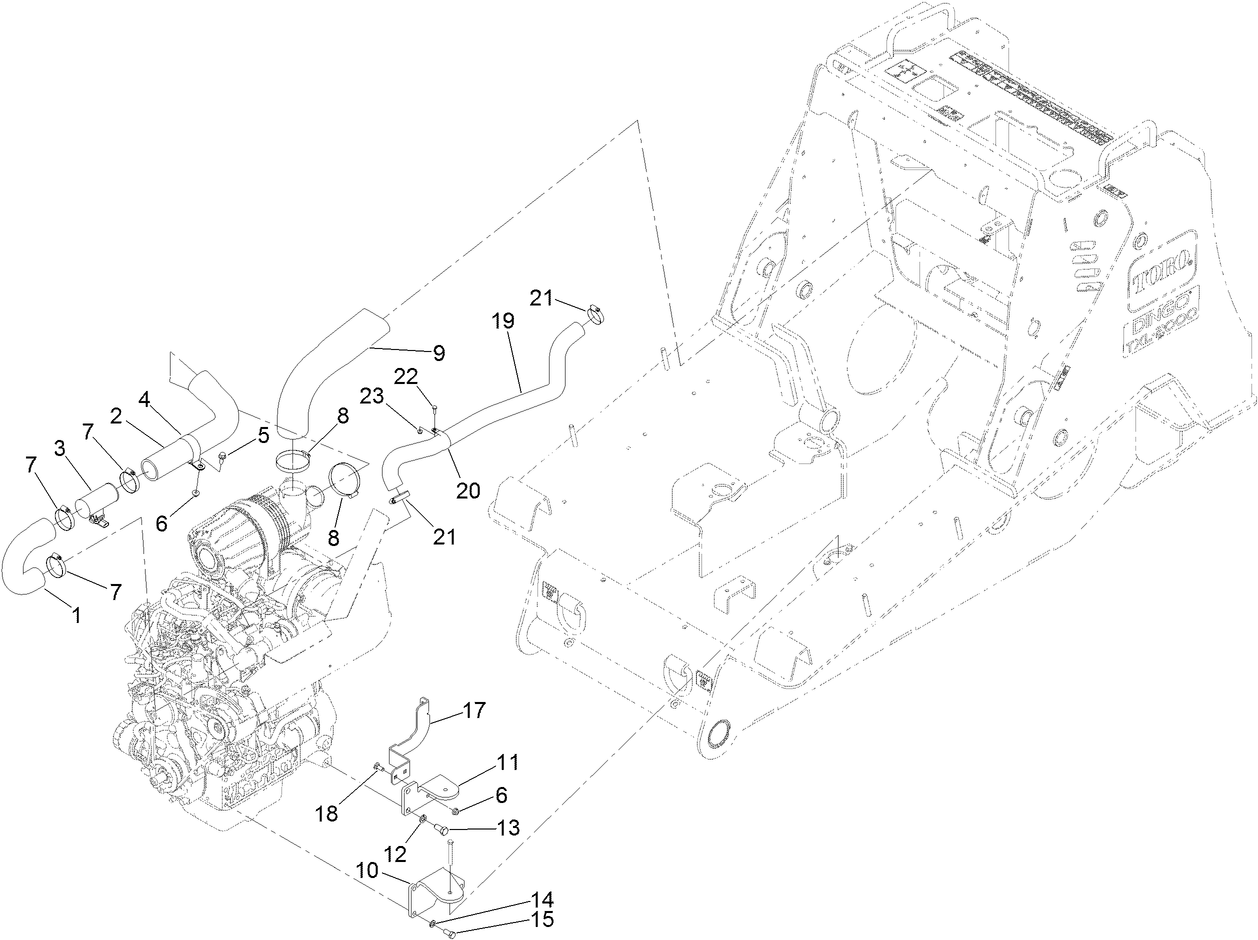 Engine Mount and  Air Intake Hose Assembly