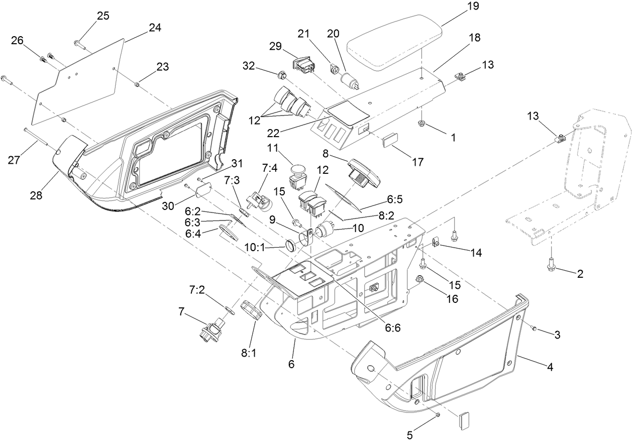 Armrest Control Panel Assembly